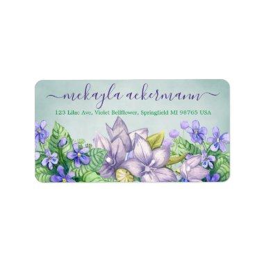 Spring Watercolor Violets Wedding Return Address Label