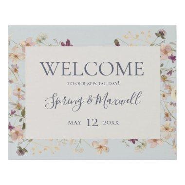Spring Wildflower | Blue Welcome Faux Canvas Print