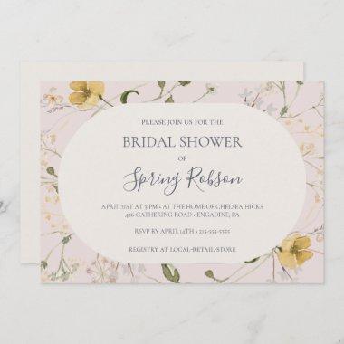 Spring Wildflower | Blush Horizontal Bridal Shower Invitations