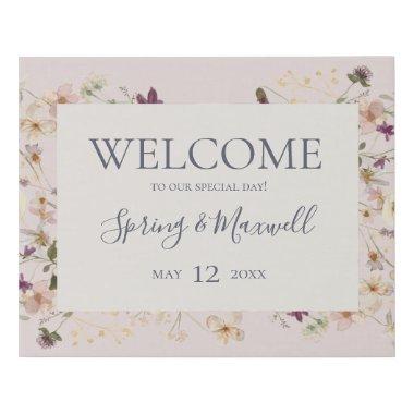 Spring Wildflower Blush Welcome Faux Canvas Print