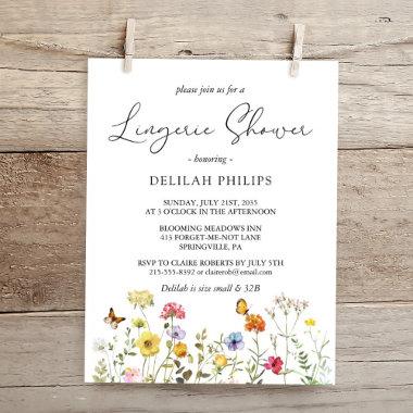 Spring Wildflower Botanical Bridal Lingerie Shower Invitations