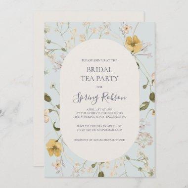 Spring Wildflower | Light Blue Bridal Tea Party Invitations