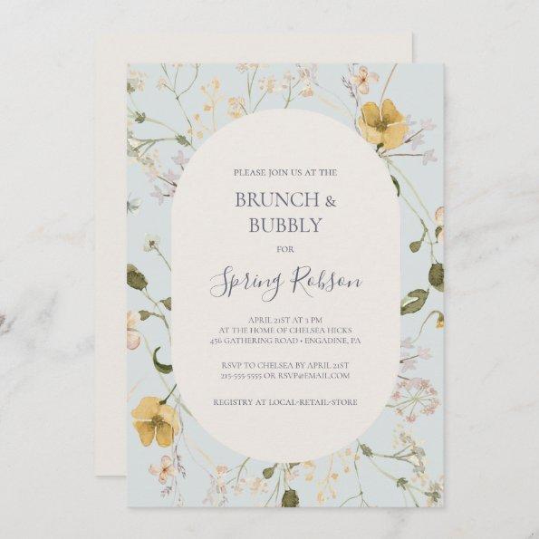Spring Wildflower | Light Blue Brunch and Bubbly Invitations