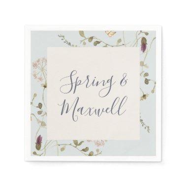 Spring Wildflower | Light Blue Wedding Napkins