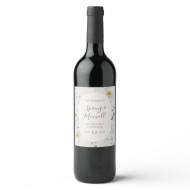 Spring Wildflower | Light Blue Wedding Wine Label