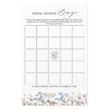 Spring Wildflower Meadow Bridal Shower Bingo