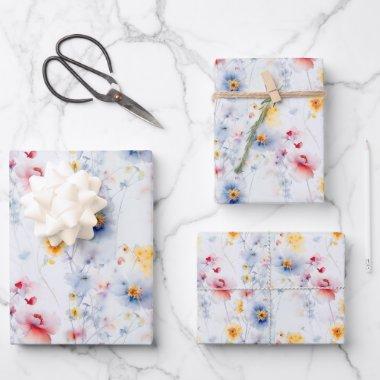 Spring Wildflower Meadow Flower Garden Modern Wrapping Paper Sheets