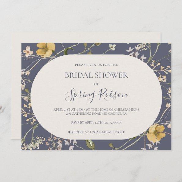Spring Wildflower Purple Horizontal Bridal Shower Invitations