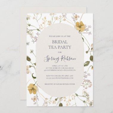 Spring Wildflower | White Bridal Tea Party Invitations