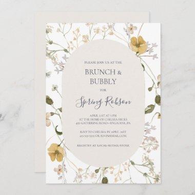 Spring Wildflower | White Brunch and Bubbly Shower Invitations