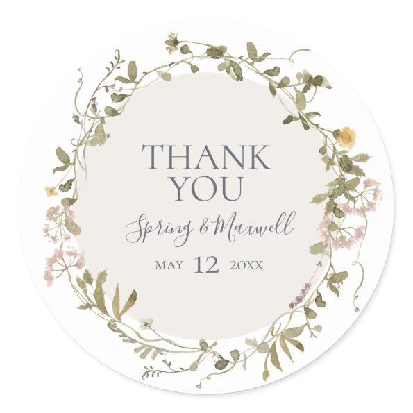 Spring Wildflower | White Thank You Favor Sticker