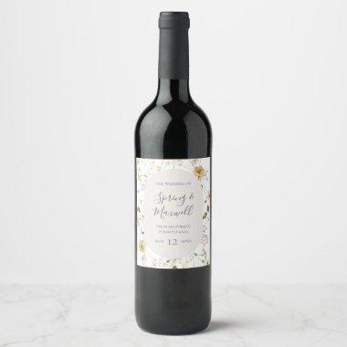 Spring Wildflower | White Wedding Wine Label