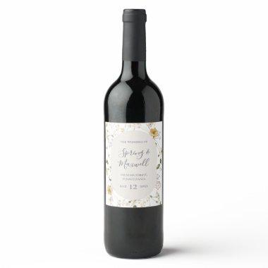 Spring Wildflower | White Wedding Wine Label