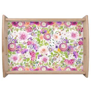 Springtime Ranunculus and Rose Serving Tray