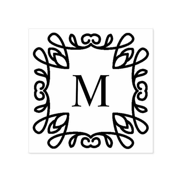 Square Ornate Monogram Rubber Stamp