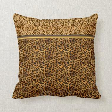 Square Pillow Leopard Print Animal Black Gold