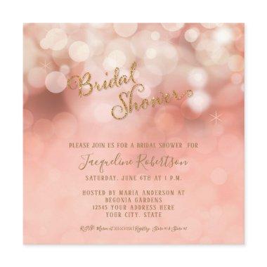 Square Pink Pastel Bokeh Sparkle Bridal Shower Invitations