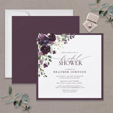 Square Plum Purple Watercolor Floral