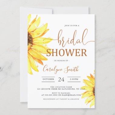 Square Sunflower Fields Bridal Shower Invitations