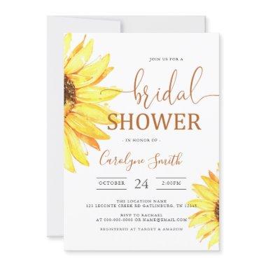 Square Sunflower Fields Bridal Shower Invitations