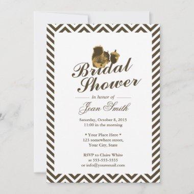 Squirrel & Nut Chevron Stripes Bridal Shower Invitations