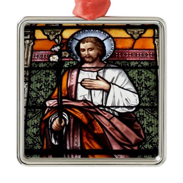 St. Joseph pray for us - stained glass window Metal Ornament