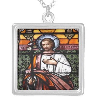St. Joseph Stained Glass Window Necklace