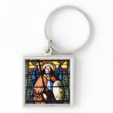 St. Michael The Archangel Stained Glass Window Keychain
