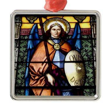 St. Michael The Archangel Stained Glass Window Metal Ornament
