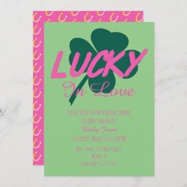 St Patrick Day Lucky Pink Bridal Shower Invitations