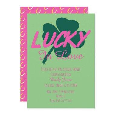 St Patrick Day Lucky Pink Bridal Shower Invitations