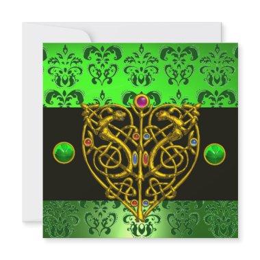 ST. PATRICK'S CELTIC HEART Green Damask Invitations