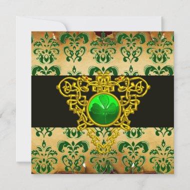 ST.PATRICK'S CELTIC HEART Green Damask Parchment Invitations