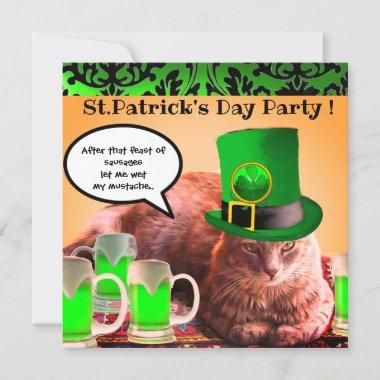 ST.PATRICK'S DAY CAT LEPRECHAUN HAT IRISH BEER Invitations