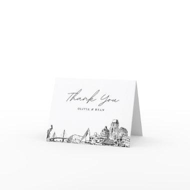 St. Petersburg Skyline Sketch Blank Thank You