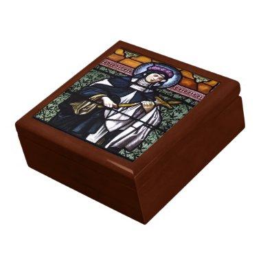 St. Rose of Lima -pray for us-stained glass window Jewelry Box