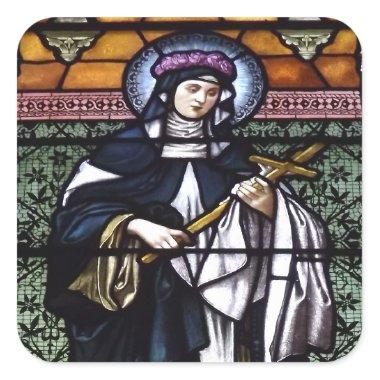 St. Rose of Lima -pray for us-stained glass window Square Sticker
