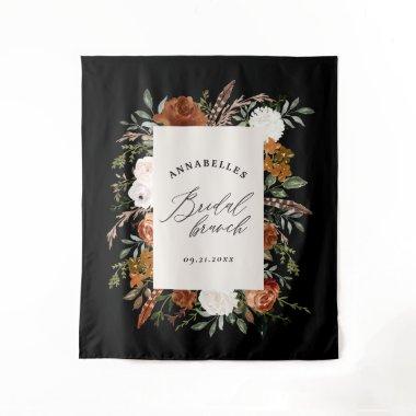 Stag black terracotta floral rustic bridal brunch tapestry