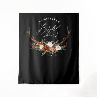 Stag black terracotta floral rustic bridal shower tapestry