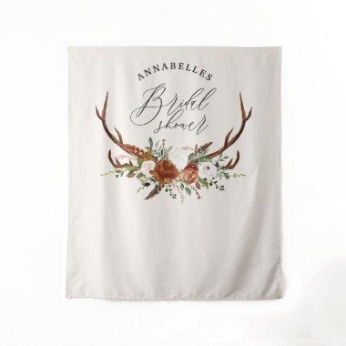 Stag black terracotta floral rustic  tapestry