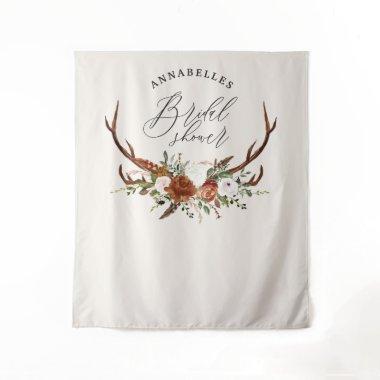 Stag black terracotta floral rustic bridal shower tapestry