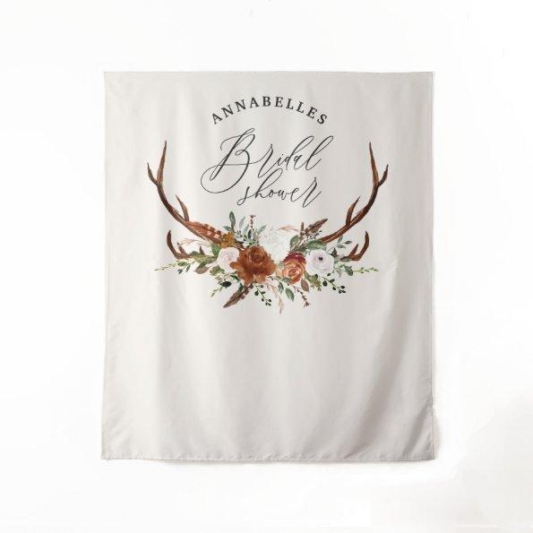Stag black terracotta floral rustic  tapestry