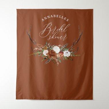 Stag black terracotta floral rustic bridal shower tapestry