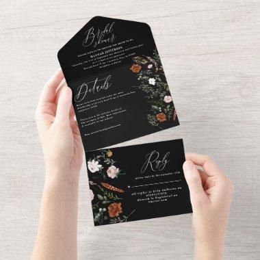 stag rust terracotta floral rustic bridal shower all in one Invitations