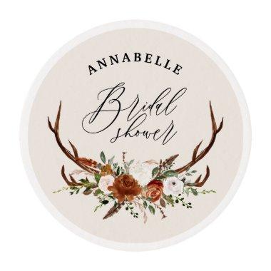 Stag rustic black rust botanical  cla edible frosting rounds