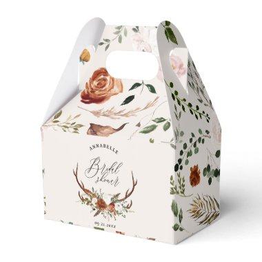 Stag terracotta rust floral elegant bridal shower favor boxes