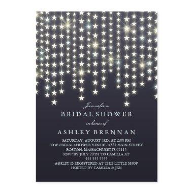 Star String Lights Dark Blue Bridal Shower Invitations