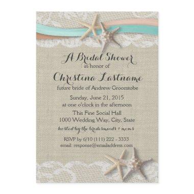 Starfish and Ribbon Aqua Peach