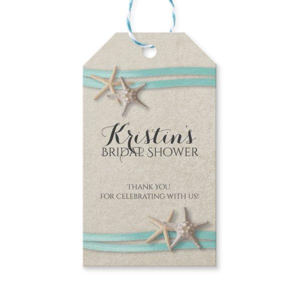 Starfish and Ribbon Beach Bridal Shower Gift Tags