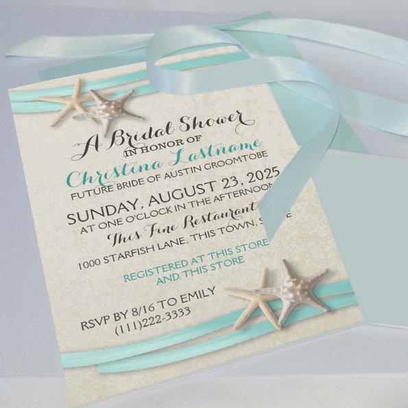 Starfish and Ribbon Bridal Shower Invitations